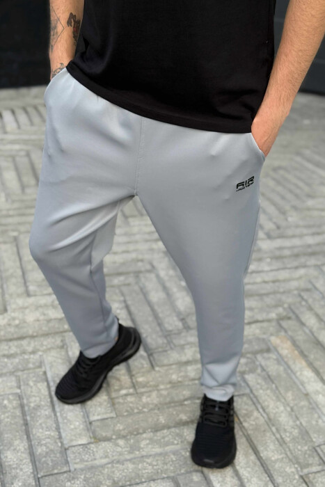 SIMPLE ONE COLOR ELASTIC MEN SWEATPANTS LIGHT GREY/GZ - 3