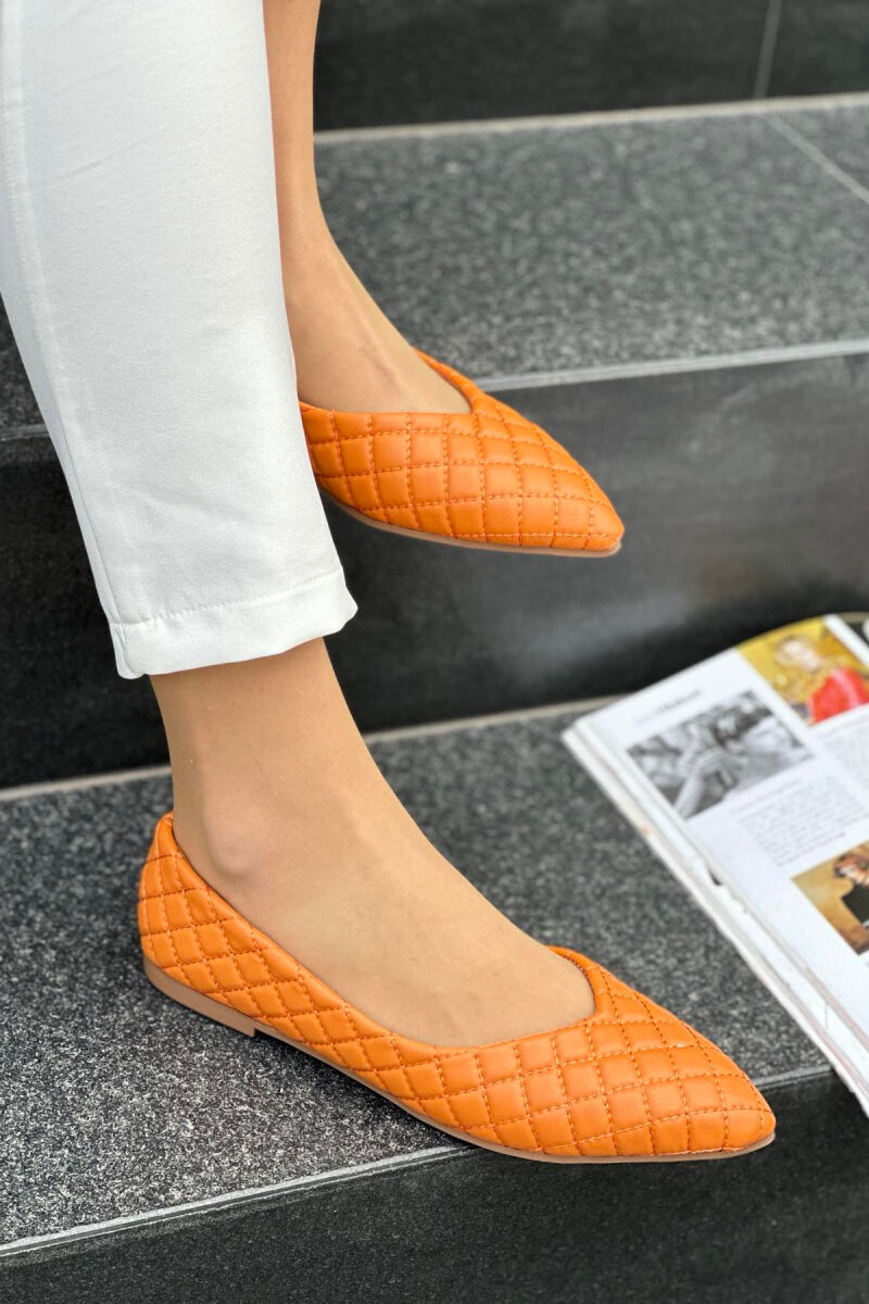 SIMPLE ONE COLOR FLAT WOMEN SHOES ORANGE/PORTOKALLI - 2