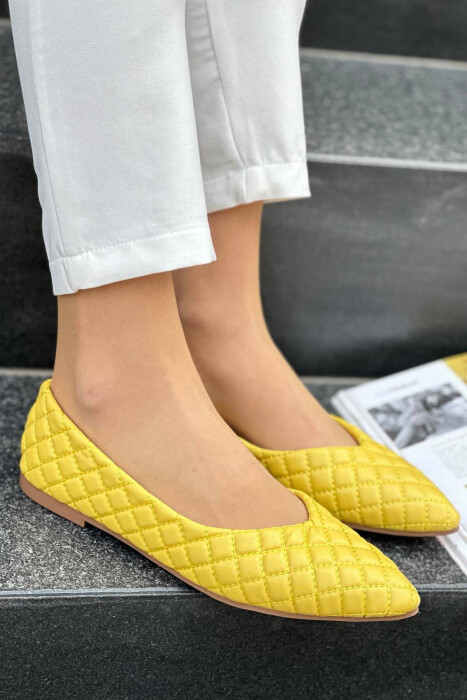 SIMPLE ONE COLOR FLAT WOMEN SHOES YELLOW/E VERDHE - 2