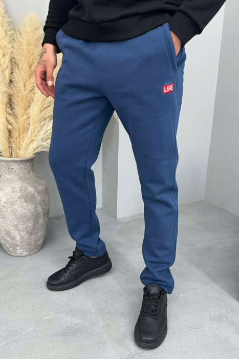 SIMPLE ONE COLOR FLUFFY MEN JOGGERS BLUE/BLU - KLAUDIO FASHION