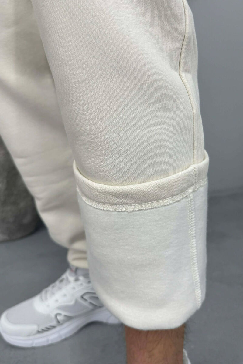 SIMPLE ONE COLOR FLUFFY MEN JOGGERS CREAM/KREM - 2
