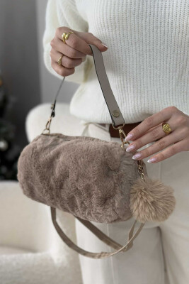 SIMPLE ONE COLOR FLUFFY WOMEN BAG BEIGE/BEZHE 