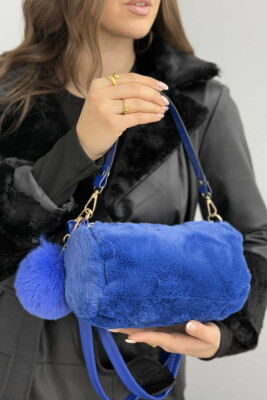 SIMPLE ONE COLOR FLUFFY WOMEN BAG BLUE/BLU 