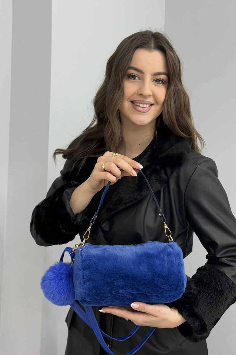 SIMPLE ONE COLOR FLUFFY WOMEN BAG BLUE/BLU - 2