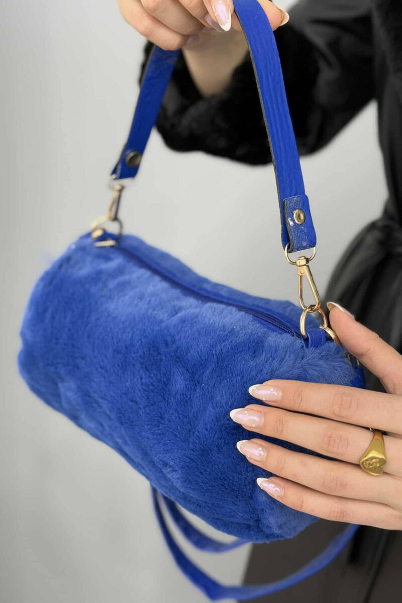 SIMPLE ONE COLOR FLUFFY WOMEN BAG BLUE/BLU - 3