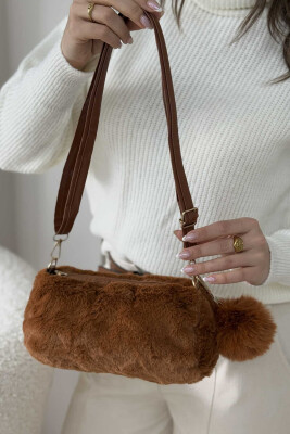 SIMPLE ONE COLOR FLUFFY WOMEN BAG BROWN/KAFE 