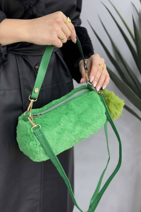 SIMPLE ONE COLOR FLUFFY WOMEN BAG GREEN/JESHILE - 2