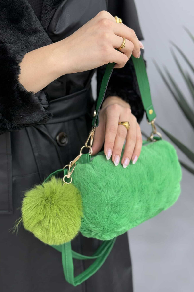 SIMPLE ONE COLOR FLUFFY WOMEN BAG GREEN/JESHILE - 3