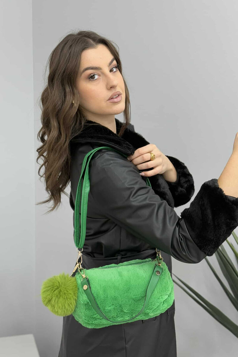 SIMPLE ONE COLOR FLUFFY WOMEN BAG GREEN/JESHILE - 4