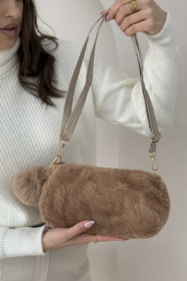 SIMPLE ONE COLOR FLUFFY WOMEN BAG LIGHT BROWN/KAZB 