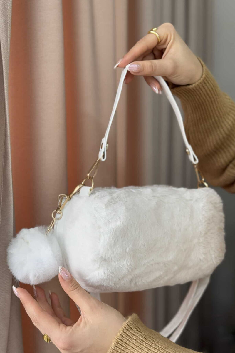 SIMPLE ONE COLOR FLUFFY WOMEN BAG WHITE-E BARDHE - 1