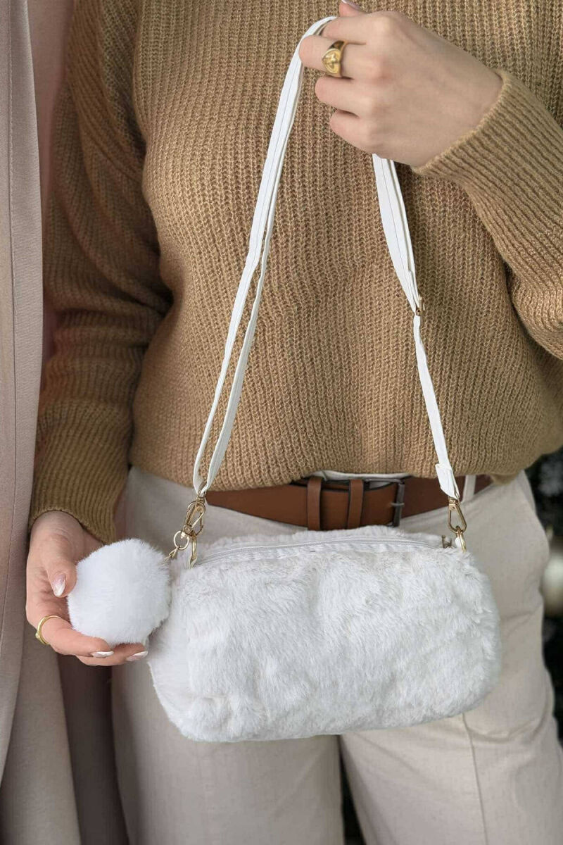 SIMPLE ONE COLOR FLUFFY WOMEN BAG WHITE-E BARDHE - 2