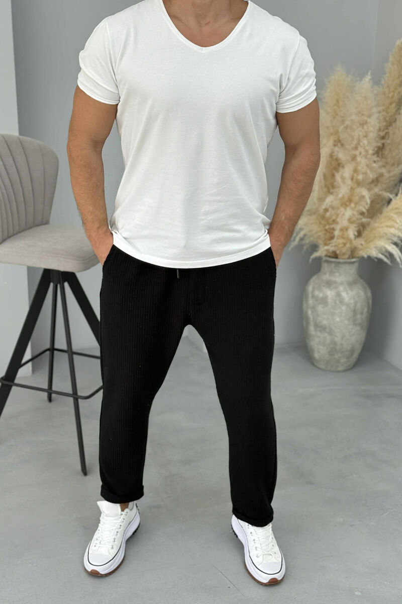 SIMPLE ONE COLOR LACING MEN PANTS BLACK/ E ZEZE - 1