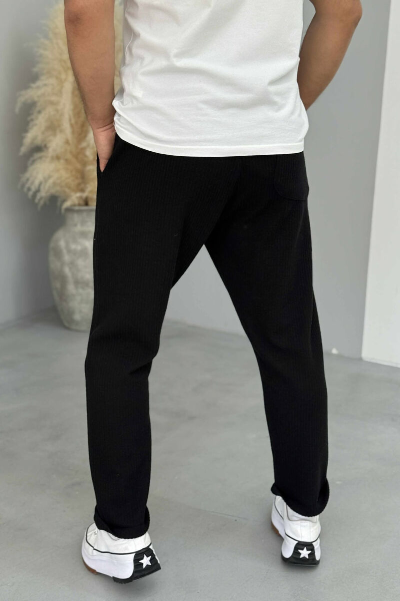 SIMPLE ONE COLOR LACING MEN PANTS BLACK/ E ZEZE - 2