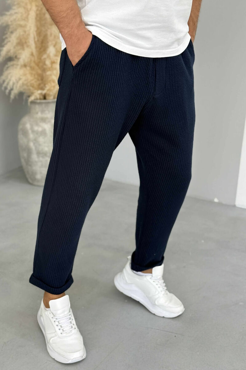 SIMPLE ONE COLOR LACING MEN PANTS BLUE/BLU - 2