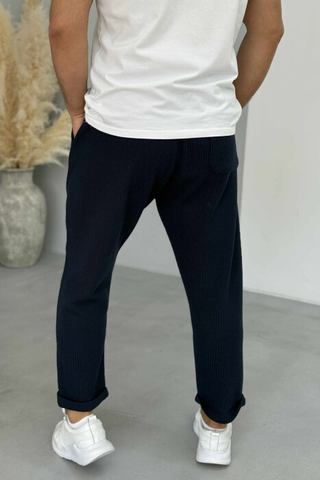 SIMPLE ONE COLOR LACING MEN PANTS BLUE/BLU - 3