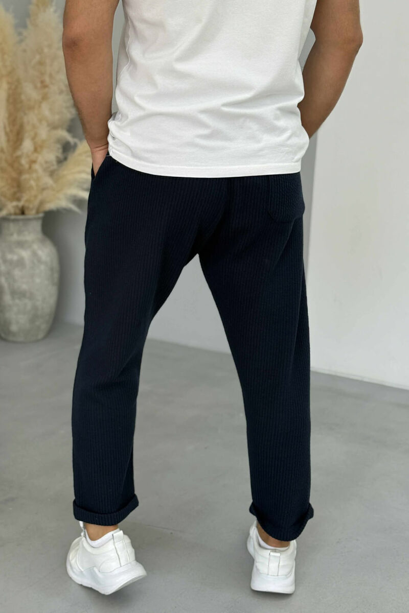 SIMPLE ONE COLOR LACING MEN PANTS BLUE/BLU - 3