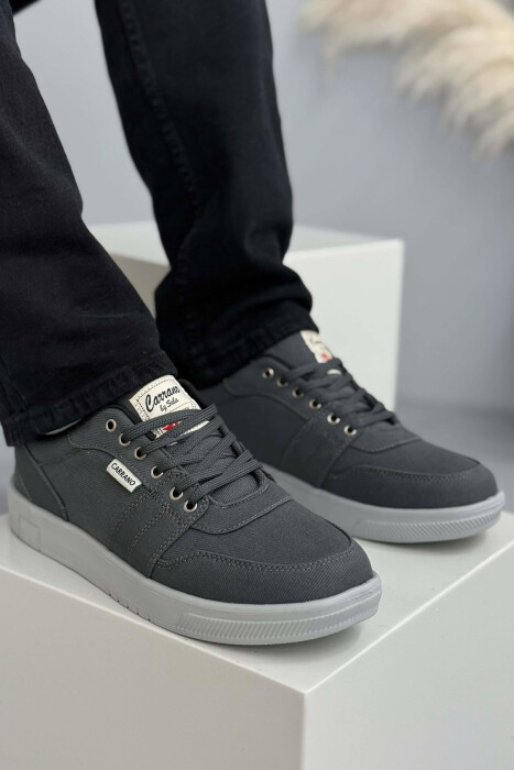 SIMPLE ONE COLOR LACING MEN SNEAKERS DARK GREY/GEE - 1