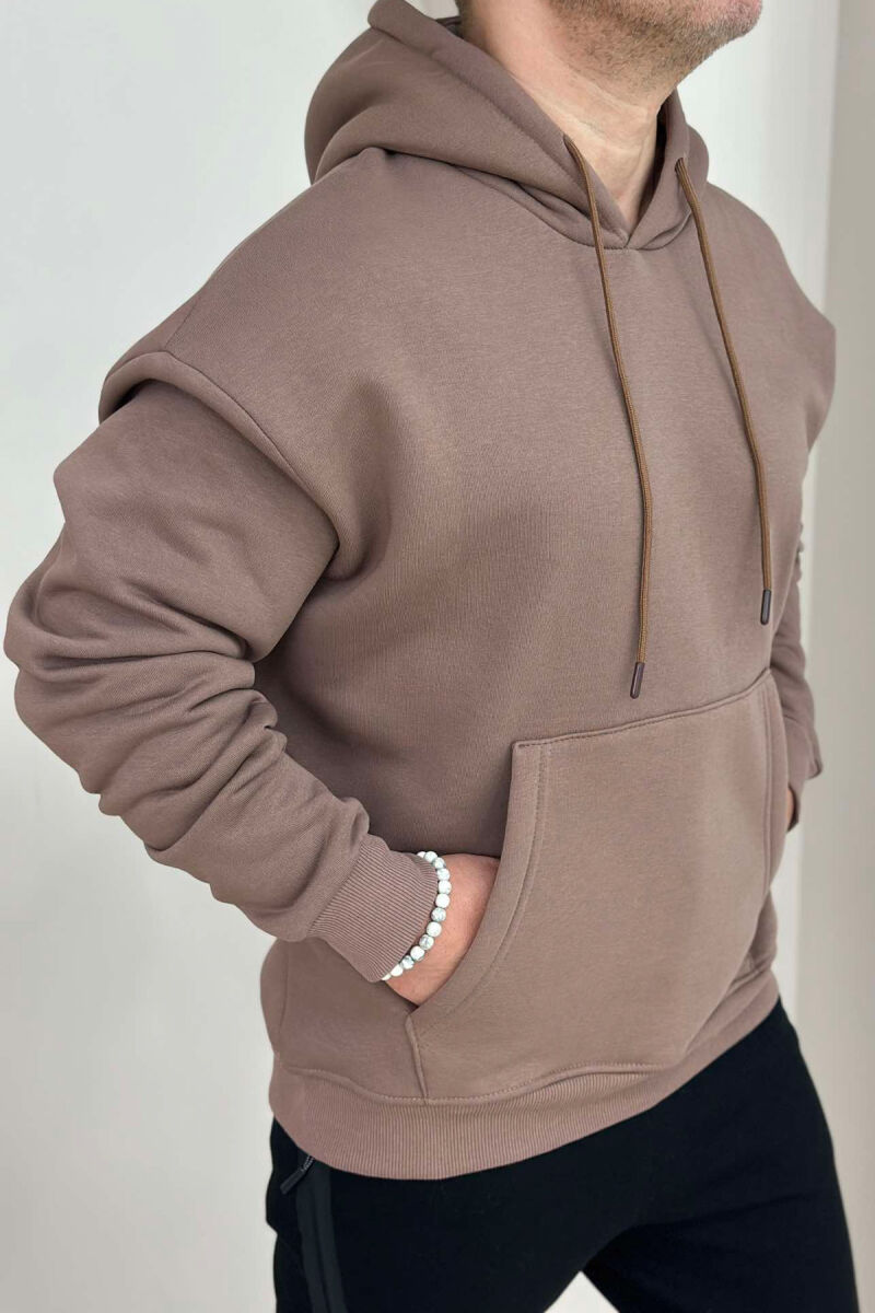 SIMPLE ONE COLOR MAN HODDIE BROWN/KAFE - 3