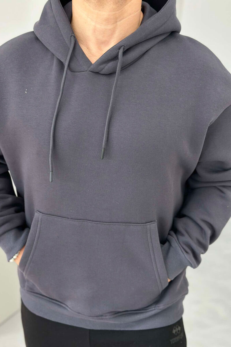 SIMPLE ONE COLOR MAN HODDIE DARK GREY/GEE - 4