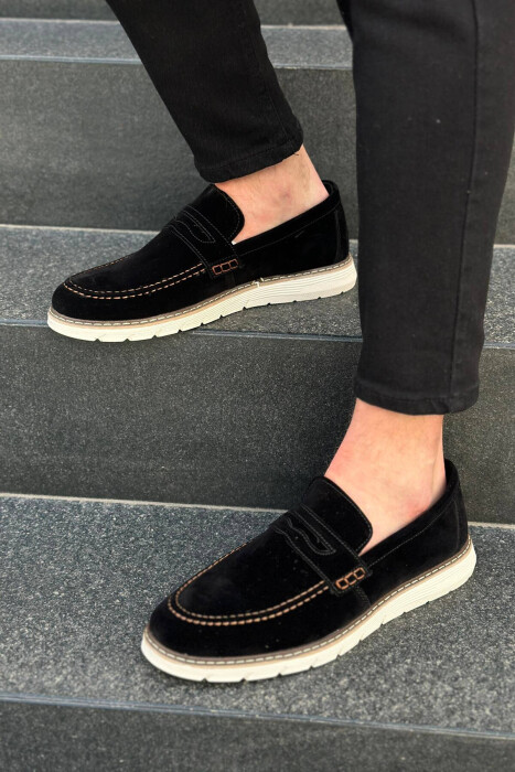 SIMPLE ONE COLOR MAN SHOES BALCK+BEIGE ZEBZH 