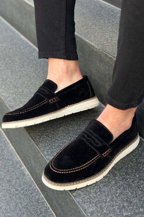 SIMPLE ONE COLOR MAN SHOES BALCK+BEIGE ZEBZH - 2