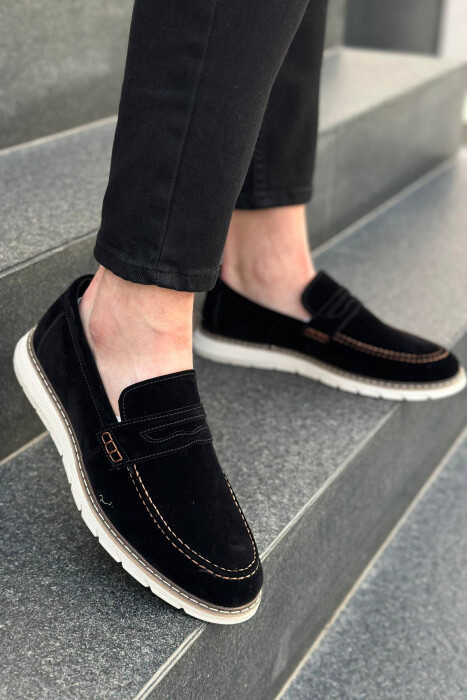 SIMPLE ONE COLOR MAN SHOES BALCK+BEIGE ZEBZH - 3