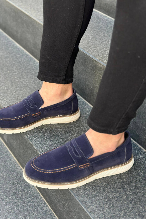 SIMPLE ONE COLOR MAN SHOES BLUE/BLU - 3