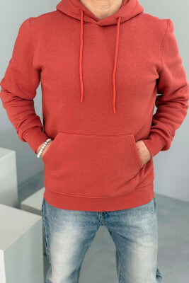 SIMPLE ONE COLOR MEN HOODIE BRICK/TULLE 