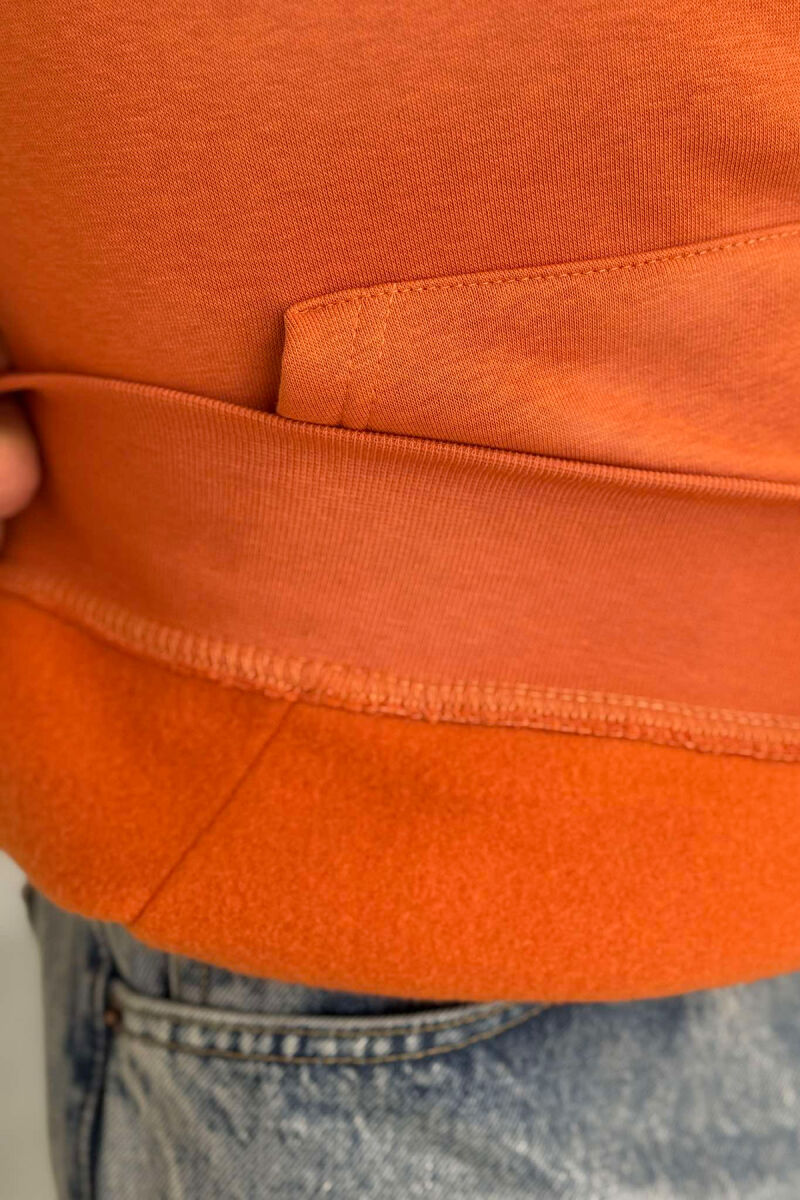 SIMPLE ONE COLOR MEN HOODIE ORANGE/PORTOKALLI - 2