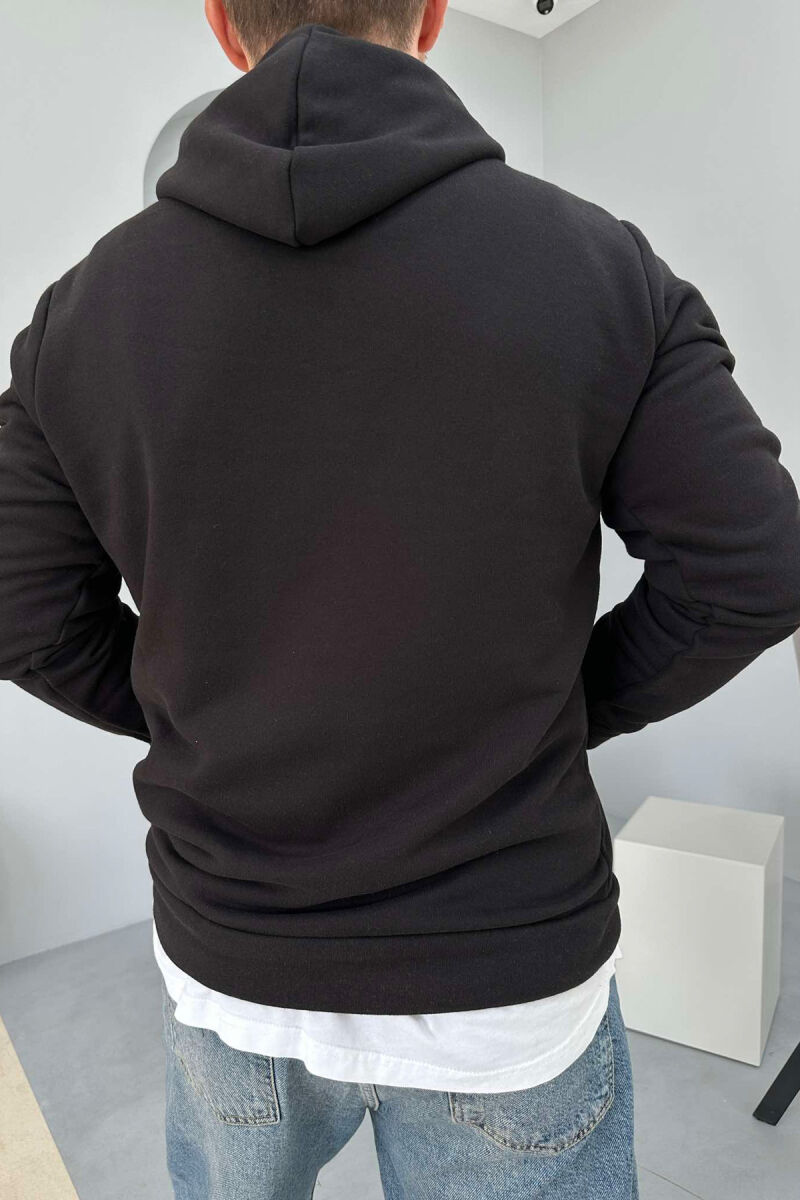 SIMPLE ONE COLOR MEN HOODIE BLACK/ E ZEZE - 4