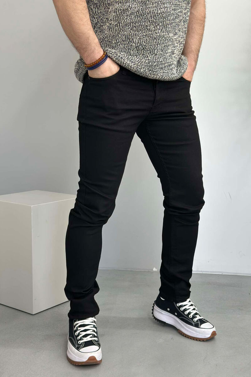 SIMPLE ONE COLOR MEN JEANS BLACK/ E ZEZE - 3