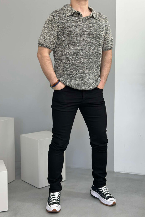 SIMPLE ONE COLOR MEN JEANS BLACK/ E ZEZE - KLAUDIO FASHION