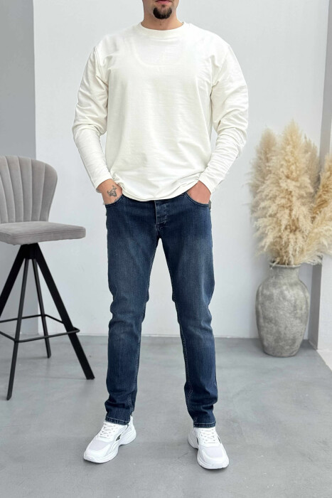 SIMPLE ONE COLOR MEN JEANS BLUE/BLU - KLAUDIO FASHION