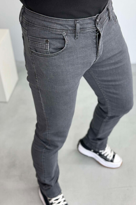 SIMPLE ONE COLOR MEN JEANS GREY/GRI - 3