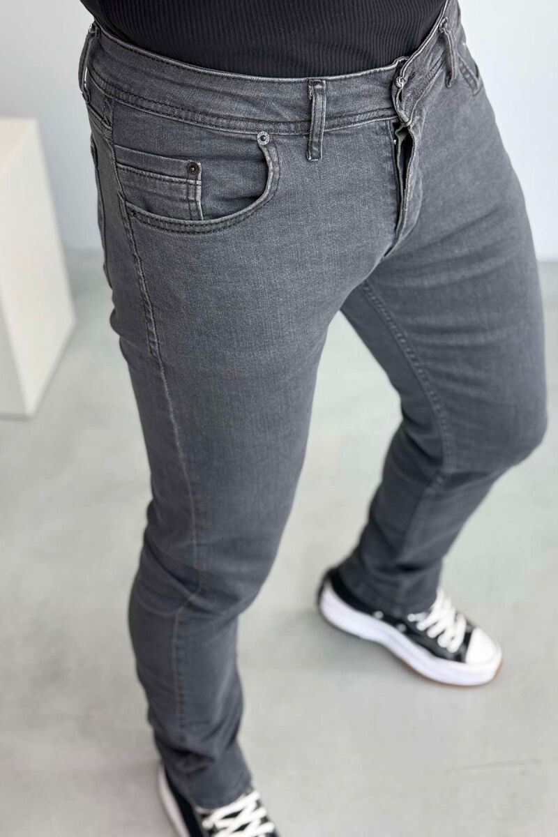 SIMPLE ONE COLOR MEN JEANS GREY/GRI - 3
