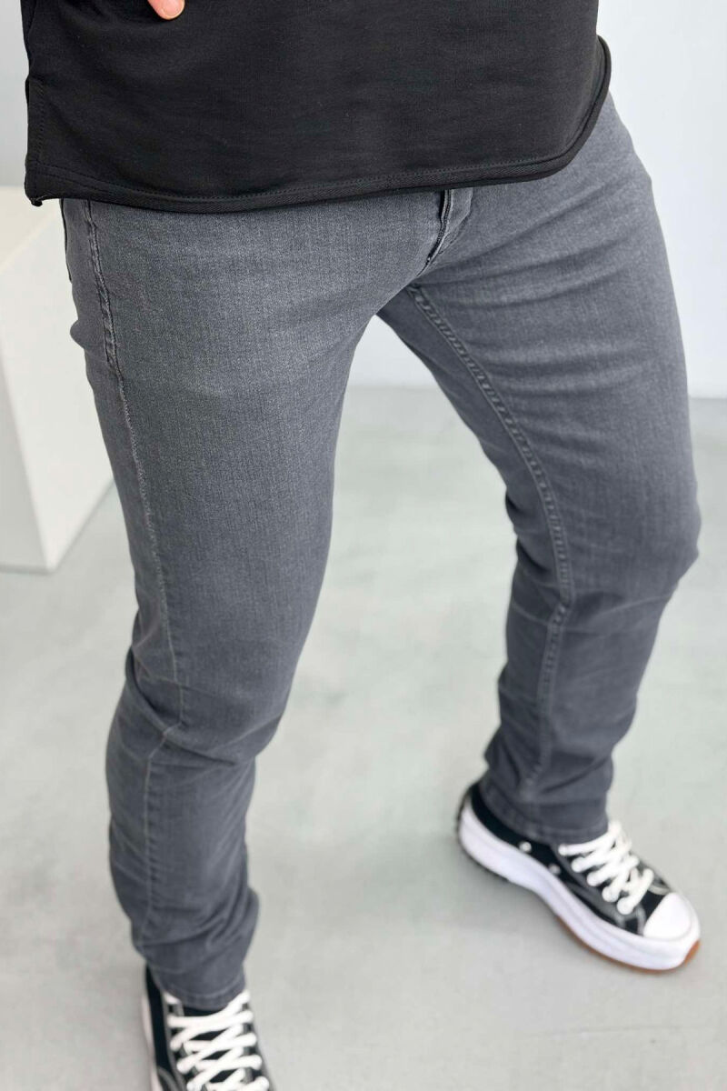 SIMPLE ONE COLOR MEN JEANS GREY/GRI - 3