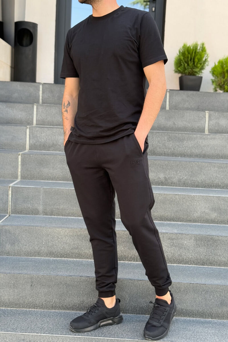SIMPLE ONE COLOR MEN JOGGERS BLACK-BLACK/ZZ - 1
