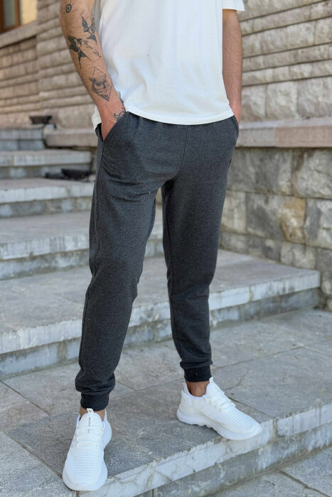 SIMPLE ONE COLOR MEN JOGGERS DARK GREY/GEE - 2