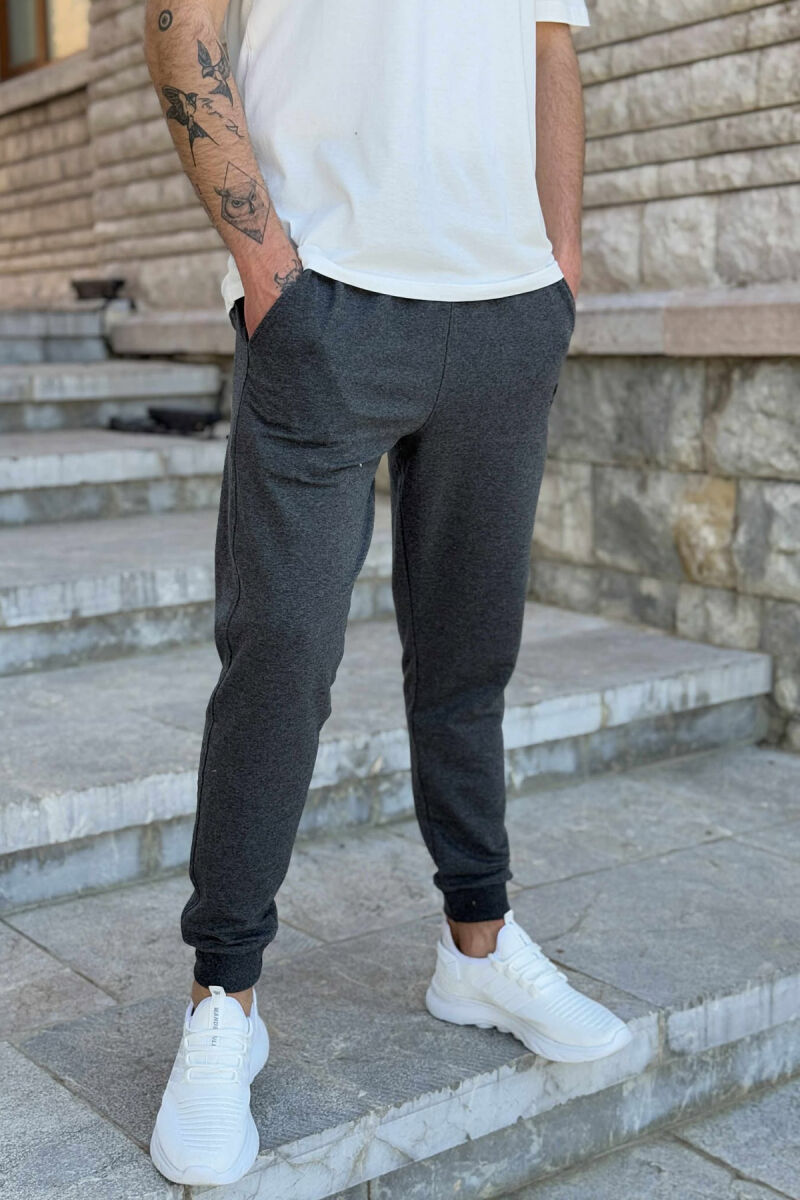 SIMPLE ONE COLOR MEN JOGGERS DARK GREY/GEE - 2