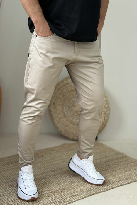 SIMPLE ONE COLOR MEN PANTS BEIGE/BEZHE - KLAUDIO FASHION
