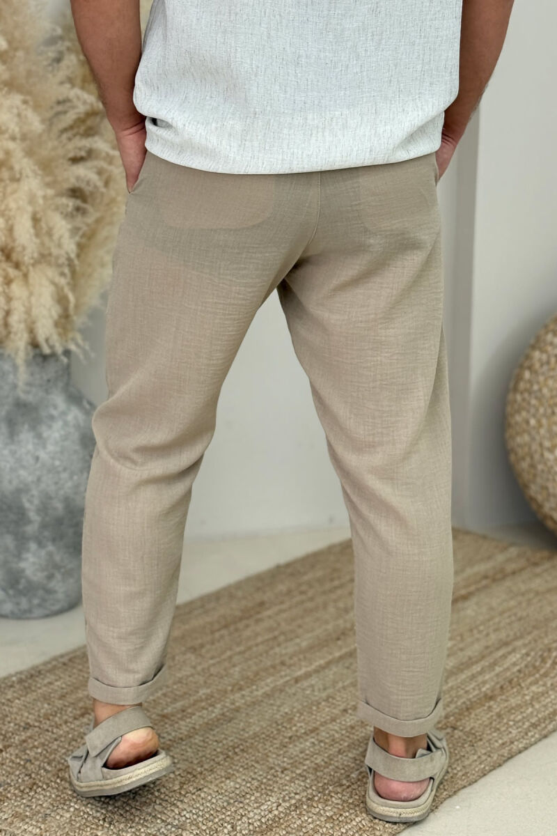 SIMPLE ONE COLOR MEN PANTS BEIGE/BEZHE - 2
