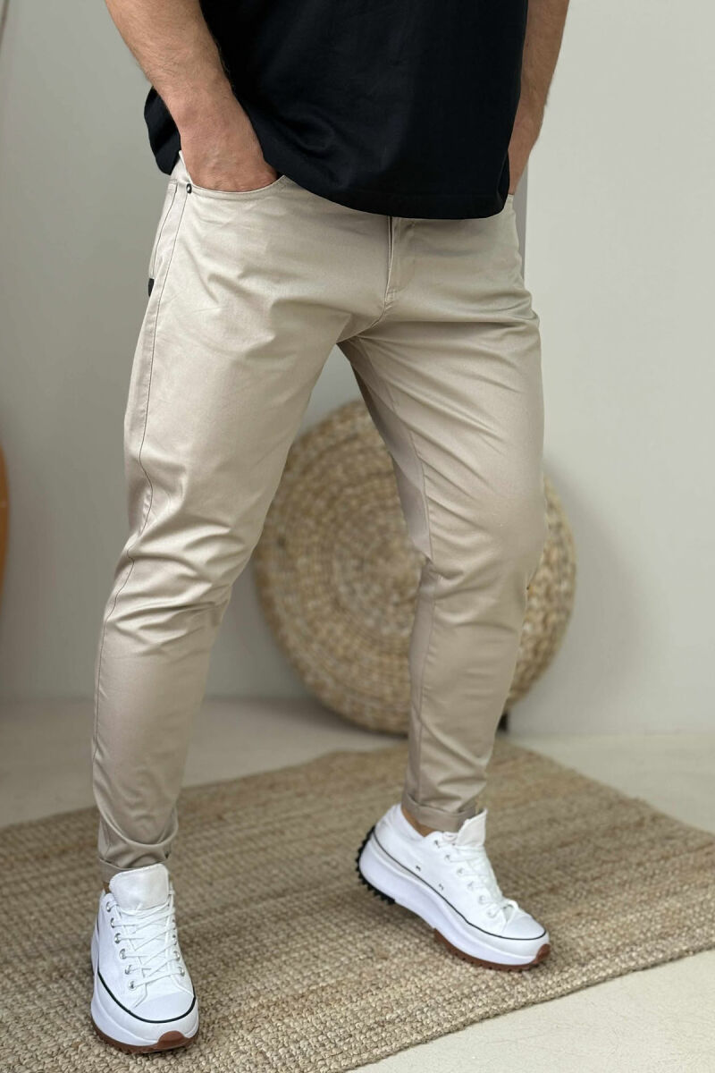 SIMPLE ONE COLOR MEN PANTS BEIGE/BEZHE - 1
