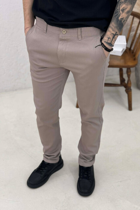 SIMPLE ONE COLOR MEN PANTS BEIGE/BEZHE - 2