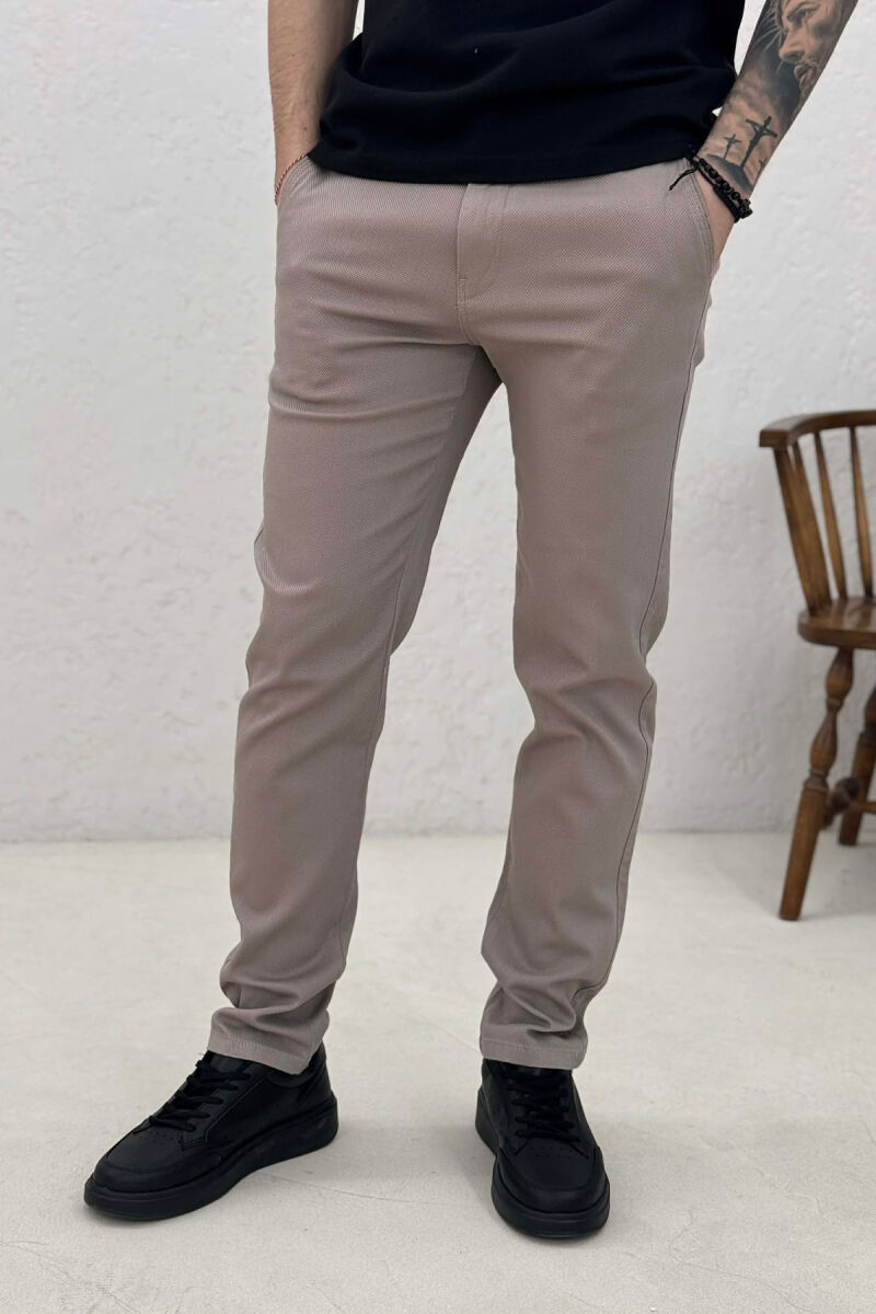 SIMPLE ONE COLOR MEN PANTS BEIGE/BEZHE - 3