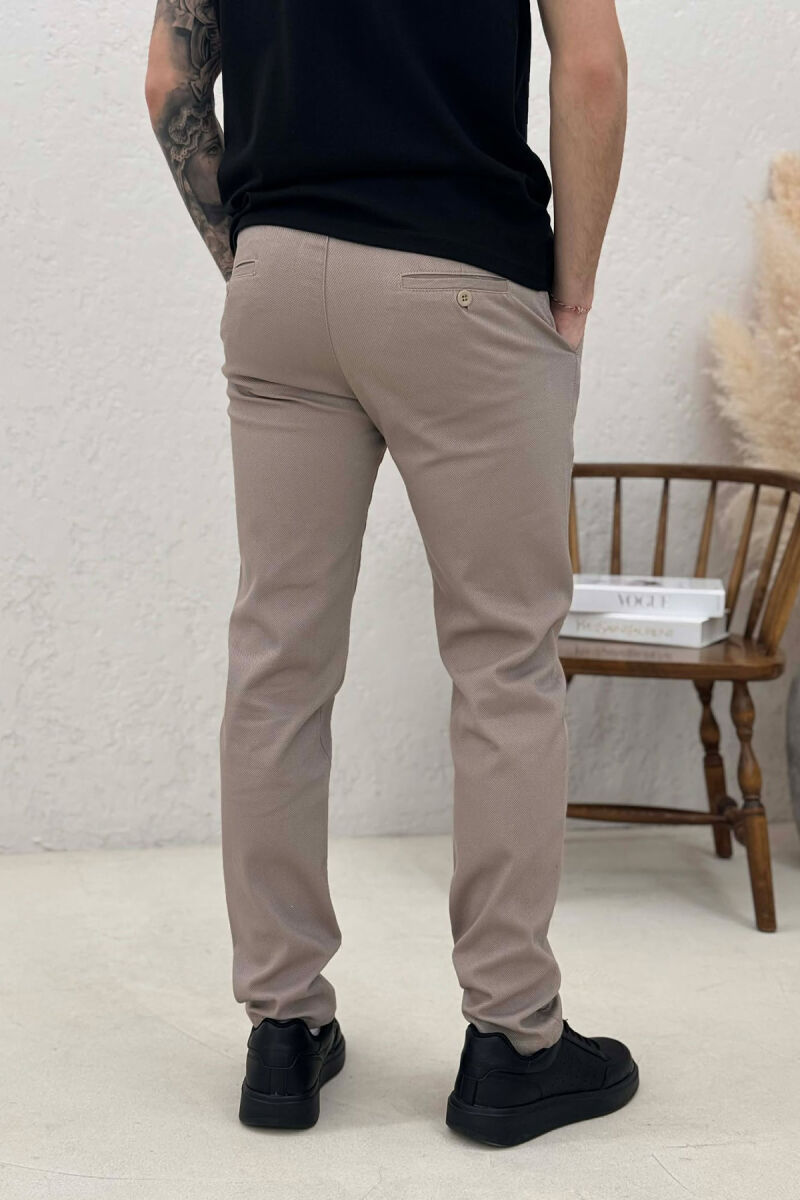 SIMPLE ONE COLOR MEN PANTS BEIGE/BEZHE - 4
