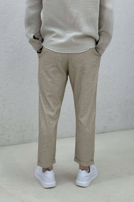 SIMPLE ONE COLOR MEN PANTS BEIGE/BEZHE - 2