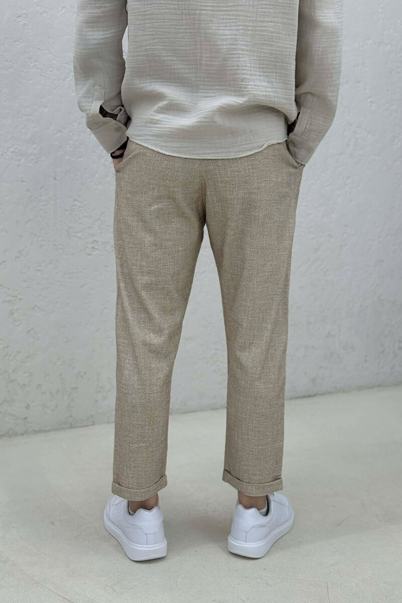 SIMPLE ONE COLOR MEN PANTS BEIGE/BEZHE - 2