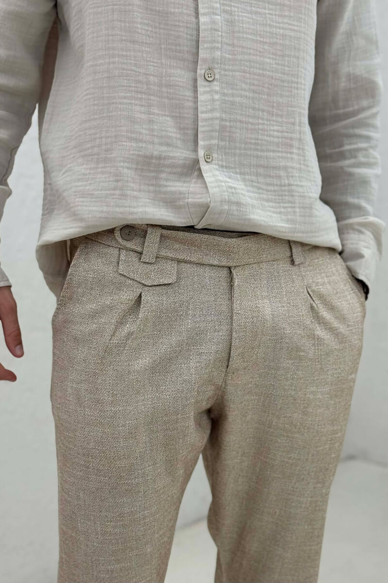 SIMPLE ONE COLOR MEN PANTS BEIGE/BEZHE - 4