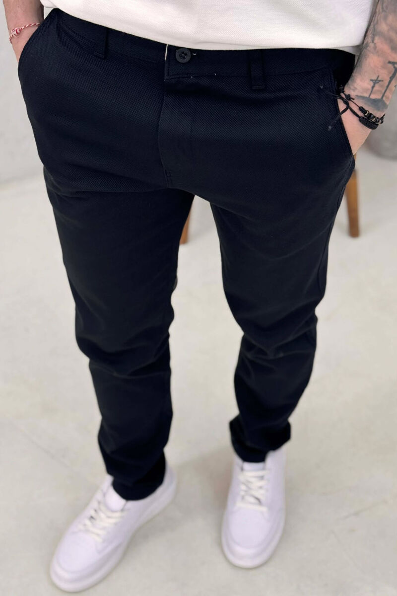 SIMPLE ONE COLOR MEN PANTS BLACK/ E ZEZE - 2